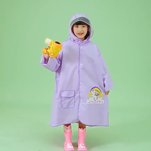 New Rain Coat for Boys Girls Waterproof Extendable Backpack Night Eeflective Strip Raincoat for Kids 4-12 Yrs Cartoon Backpack Raincoat PVC School