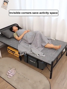 Folding Bed Portable Bed Single Bed Frame Foldable Bed Sturdy Bed Heavy Duty Metal Bed for 1-2 People Office Nap Simple Bed for Dormitory Rooms Space Saver Lunch Break Sleeping