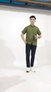 GDISTRO Kemeja pria Terbaru 2025 polos lengan pendek Warna Hijau army premium