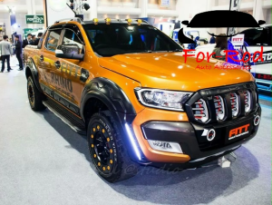 คิ้วล้อรถยนต์ FITT FORD RANGER ปี2015-2018 รุ่น 4ประตู สีดำด้าน พร้อมไฟDRL (รุ่นไม่มีเว้าเซนเซอร์)