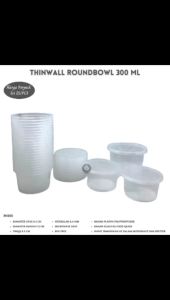Thinwall Roundbowl 300 Ml Thinwall Bulat Food Container (Isi 25 Pcs--RN300)