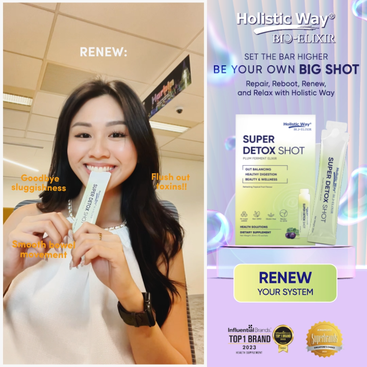 [Exp: June 2026] Holistic Way Bio-Elixir Super Detox Shot – Supports Gut Detox, Healthy Digestion, Bowel Regularity & Weight Management — Halal | Vegan (10 Liquid Sachets x 20ml per box)