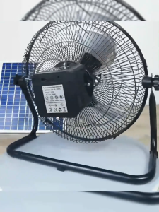12 นิ้ว พัดลมโซล่าเซลล์ ใช้งานกับไฟฟ้า แบตเตอรี่ พร้อมแผง สุดคุ้ม พัดลมแบบพกพา