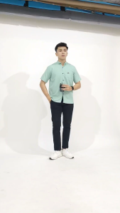 Kemeja pria polos pendek premium Hem cowok dewasa kasual bahan katun terbaik