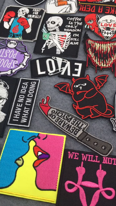 Sticker ủi nhiệt thêu logo ma kinh dị Punk Skull - Miếng dán trang trí ...