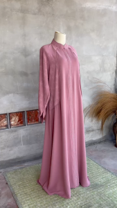 Gamis Elegan Zaskia Poliester Lengan Panjang dengan Hijab Gratis - Ukuran Up To LD 140