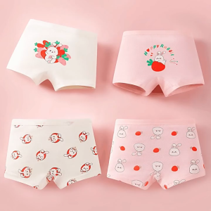 4PCS Kids Girl Panties Soft Cotton Children Underwear Boxer Cute Cartoon Briefs Girls Cotton Underwear Students Soft Panties Seluar Dalam Budak Perempuan 女孩内裤