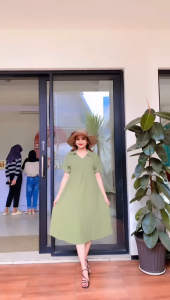 daster loly motif polos lengan pendek remaja korean style bahan crinkle terbaru ukuran jumbo