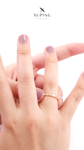 Xuping Cincin Emas Zircon Baris Mata Oval 0121210377