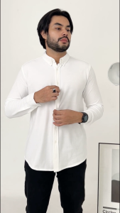 Hey Man Kemeja Casual Pique LS - White