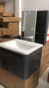 combo tủ gương led và  lavabo rửa mặt và tủ nhôm cao cấp độ bền cao và lavabo rửa mặt âm TỦ NHÔM 15 60cm hàng nhôm đặc