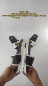 Sandal Pria Motif KANG KOPI PVC Sol Putih - Sandal Distro Terbaru
