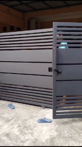 Pagar Rumah Minimalis GRC Hitam Terbaru Bukaan Geser Murah