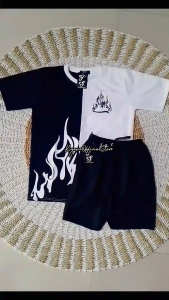 KIYOO-SETELAN KAOS PRIA CASUAL SATU SET KAOS FIRE DAN CELANA PENDEK POLOS