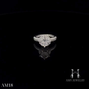 Nhẫn nữ bạc 925 công nghệ xi độc quyền NanoShield xi bạch kim đính đá 7ly AM18- Tặng nước rửa cao cấp