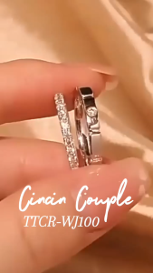 TINO TINO Cincin Couple Permata Zirconia WJ100 Couple Wedding Ring Cincin Nikah Permata