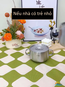 Chén Ăn Dặm Chống Nóng Cho Bé SSGP Bát Inox 316L 2 Lớp Cách Nhiệt Có Tay Cầm Giúp Bé Tự Tập Ăn An Toàn