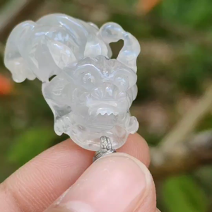 Special Offer Icy Translucent crafted as Pixiu Natural Type A Jadeite Pendant Necklace with certificate weigh 9.39 grams 30 * 16.3 * 13.4 mm symbols of Bring in money keep you safe and healthy suitable for daily wear or collection (pendant45)