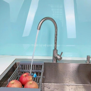 HÀNG XỊN 304 Vòi nước rửa chén bát nóng lạnh inox 304 cao cấp Rina RN5023 xoay 360 1 chế độ nước mạnh mẻ