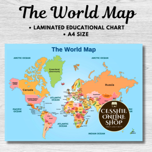 LAMINATED WORLD MAP CHARTS | A4 SIZE CHARTS | EDUCATIONAL CHARTS FOR KIDS PRESCHOOLERS TODDLERS LEARNERS | EARLY DEVELOPMENT CHARTS FOR KIDS AND STUDENTS