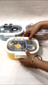 Kotak Makan lunch box Anak Stainless Steel 2 Sekat Tempat Bekal Anti Tumpah Tahan Panas Lunch Box Anak Sekolah 1000ml