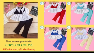 (SIÊU PHẨM) BỘ ÁO TAY DÀI QUẦN ỐNG LOE THUN COTTON GẦN 4 CHIỀU SIÊU SANG CHẢNH CHO BÉ 9-25KG