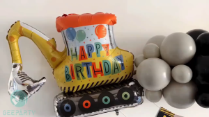 1pc 39inch NEW Happy Birthday Construction Excavator Foil Balloon for Kids Boy Birthday Party Decorations