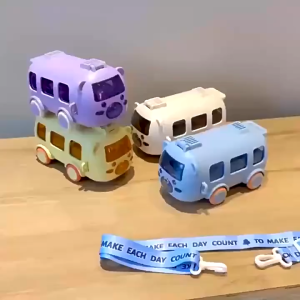 Botol Minum Anak Bentuk BUS Mobil Ada Roda Free Strap 500ML HX 488 - YSSHOP