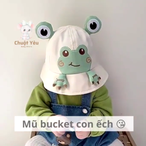 (Có video) Nón cho bé (3 tháng - dưới 4 tuổi) mũ bucket chống nắng CHÚ ẾCH vải mềm êm (Ảnh thật) - NVF0836