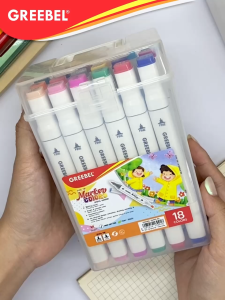 GREEBEL Spidol Water Marker Dual Head (18 Warna): Set Spidol Warna Warni