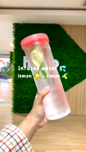 INF-Botol Minum Infused Water 700ml Dengan Sedotan Lipat Tumblr Minuman Buah Segar