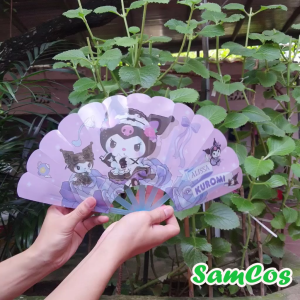 Quạt Nhựa gấp cầm tay kuromi hoạt hình Sanrio nhiều mẫu Samcos