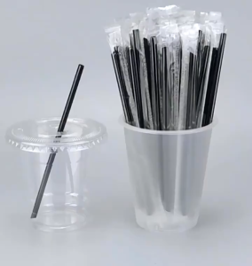 100pcs Thin 6mm 23cm Drink Milktea Straw Sago Straw Water Straw Black Drinking Straw Juice Straw