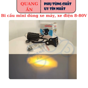 Đèn trợ sáng bi cầu mini dùng được xe máy xe điện ô tô... điện áp hoạt động 8-80V Pha - Trắng COS - Vàng
