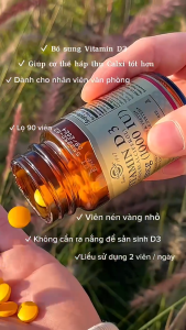 Viên Uống Solgar Vitamin D3 1000 IU - Ngừa Loãng Xương Hỗ Trợ Sức Khỏe Xương Khớp [Lọ 90 Viên]