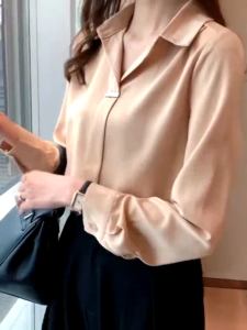 BLOUSE KOREAN STYLE KEKINIAN / BLOUSE ATASAN WANITA FORMAL/ BLOUSE HITAM PUTIH LENGAN PANJANG