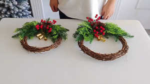 O-KAY 2024 Christmas Wreath: Pinecone & Bell Pendant for Front Door Home Decor