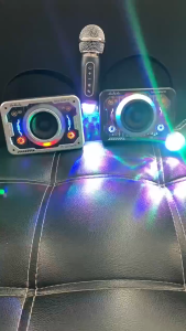 V9 portable space shelter Bluetooth wireless dual microphone speaker transparent Mech RGB color light stereo family KTV set