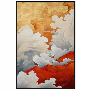 Tranh phong cảnh thiên nhiên trừu tượng trời mây và núi tranh treo tường dán tường decor nội thất.CGI-787