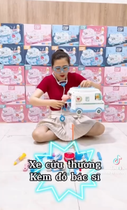 [DÙNG PIN] Bộ Đồ chơi bác sĩ cho bé trai gái cao cấp mô phỏng thiết bị y tế thật xe cứu thương nhập vai y tá nha sĩ