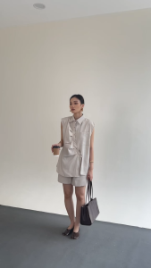 OFEYA - Yuna Set - Setelan Celana Pendek Wanita - Korean Set Denim