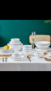 Set bát đĩa sứ 23 chi tiết trắng Seka Bộ chén dĩa viền đen sang trọng Bát Đĩa Gốm Sứ Thủ Công Mỹ Nghệ Bộ Chén Dĩa Cho Nội Thất Hiện Đại Bát Đĩa Ceramic Chất Lượng Cao - Lazada