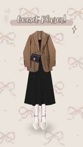 Oneset Kuliah Kerja (Hijab Blazer Rok Hitam) OOTD Hijab Korean Style - KK49