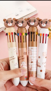 Gratis Ongkir - Pulpen Mekanik 10 Warna Motif Teddy Bear / Bulpen Karakter Teddy Lucu 10 Warna Tinta
