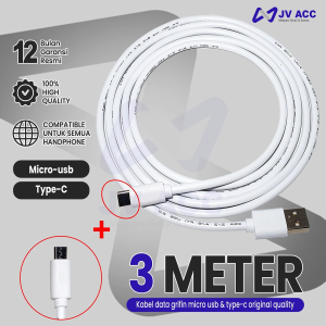 KABEL DATA CHARGER HP/CCTV GRIFFIN MICRO USB / TYPE C 3 METER UNIVERSAL