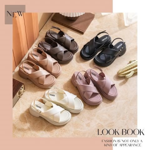 LKfashion ใหม่ รองเท้าแตะแฟชั่นคุณผู้หญิง ดีไซน์สายไขว้รัดส้นสุดสวย เสริมส้นให้ด้วยนะทรงดีมาก วัสดุยางใช้งานทนทาน มีหลายสีให้เลือกเยอะมาก ไม่ควรพลาดน๊า