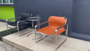 Bauhaus Wassily-Inspired Lounge Chair / Mid-Century Modern Saddle Leather Armchair - FRM7313