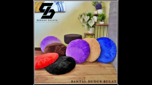 Alas Duduk Bulat non anti slip bulu rasfur SUPER EMPUK Diameter 40cm isi busa Royal Foam 5CM LP