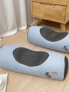 Full Buckwheat Shell Filled Yuanbao Shaped Health Pillow Promoting Sleep Protecting Cervical Spine Breathable Moisture Absorbing Antibacterial and Mite Proof Pillow
