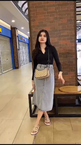 High Waist Rok Jeans Wanita A-line 7/9 Korean Style Terbaru